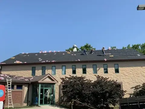 Commercial roof replacement in progress