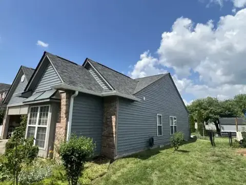 Completed residential shingle roof exterior